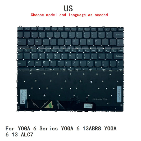 New US Language  Backlit Keyboard For Lenovo YOGA 6 Series YOGA 6 13ABR8 YOGA 6 13 ALC7 PT3S-USE Lenovo laptop repair parts