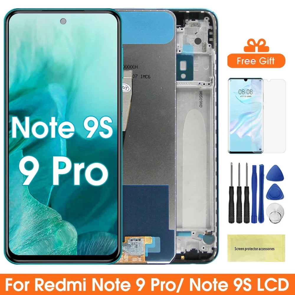 Screen for Xiaomi Redmi Note 9S M2003J6A1G LCD Display Touch Screen with Frame for Xiaomi Redmi Note 9 Pro M2003J6B2G Assembly Xiaomi phone repair parts