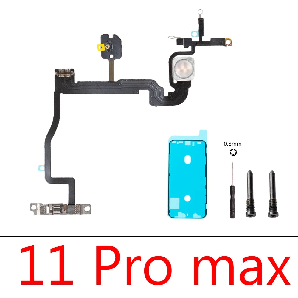 1set Flash Light Power Volume FlashLight Flex Cable For iPhone 12 13 14 15 Pro Max Mini Plus With Sticker iPhone phone repair parts