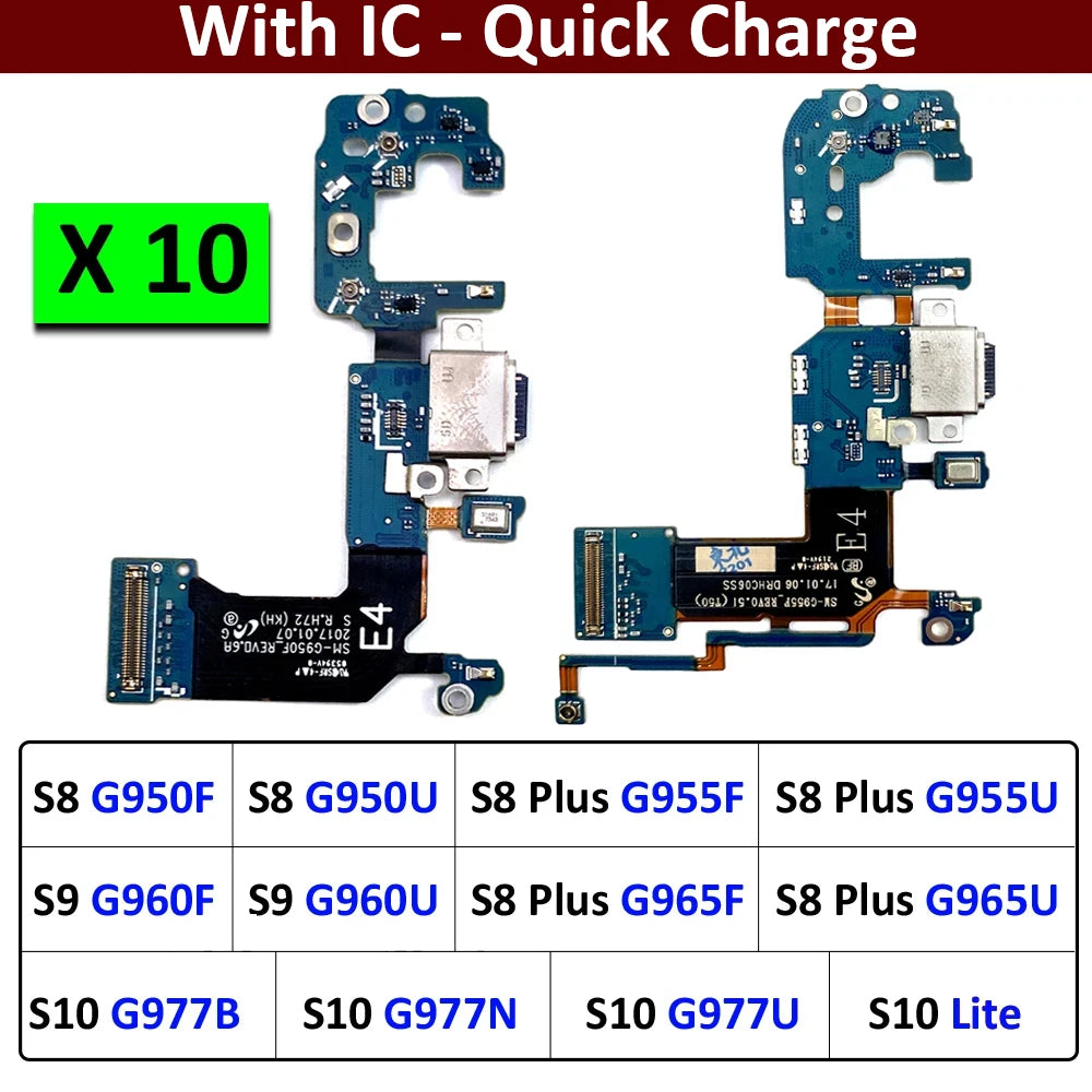 10Pcs , For Samsung S8 S9 Plus G965F USB Charger Dock Connector Charging Port Microphone Flex Cable Samsung phone repair parts