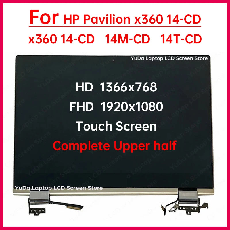 14" Laptop LCD Touch Screen For HP Pavilion x360 14-CD 14M-CD 14T-CD Display Complete assembly Replacement Upper half L18192-001 HP laptop repair parts