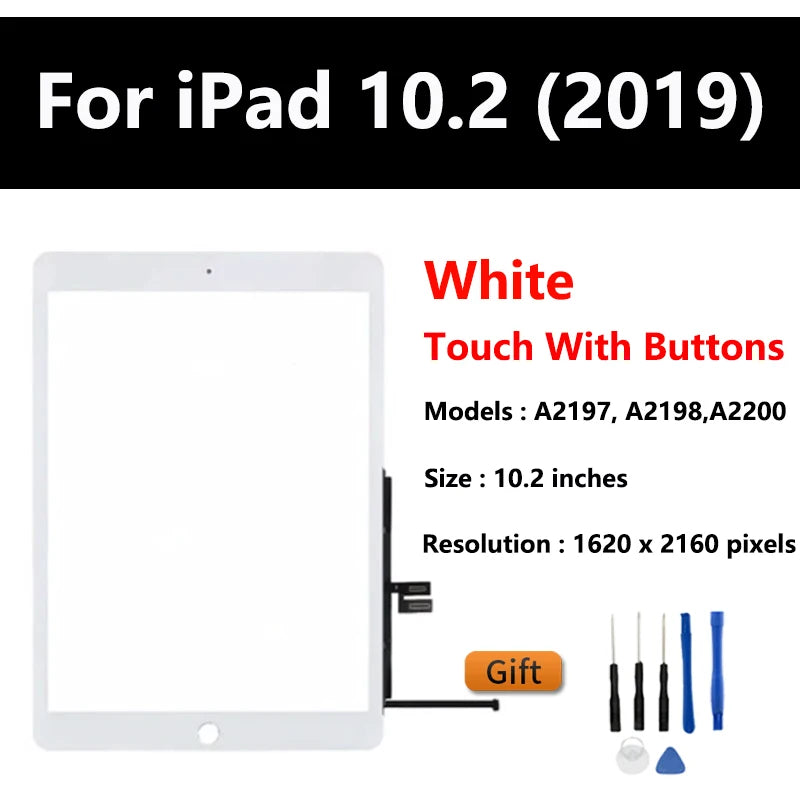 For Apple iPad 10.2 (2019) Touch Screen Digitizer Glass Panel LCD Display For iPad 10.2 (2019) A2197/A2200/A2198 Tablet Screen  iPad repair parts