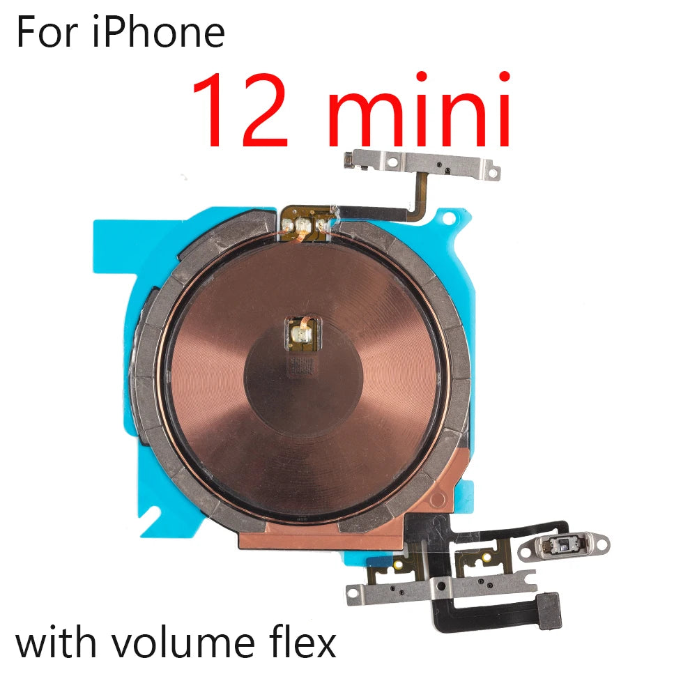 NFC Chip For iPhone 12 Mini Pro Max Wireless Charging Charger Panel Coil Sticker With Volume Button Flex Cable iPhone phone repair parts