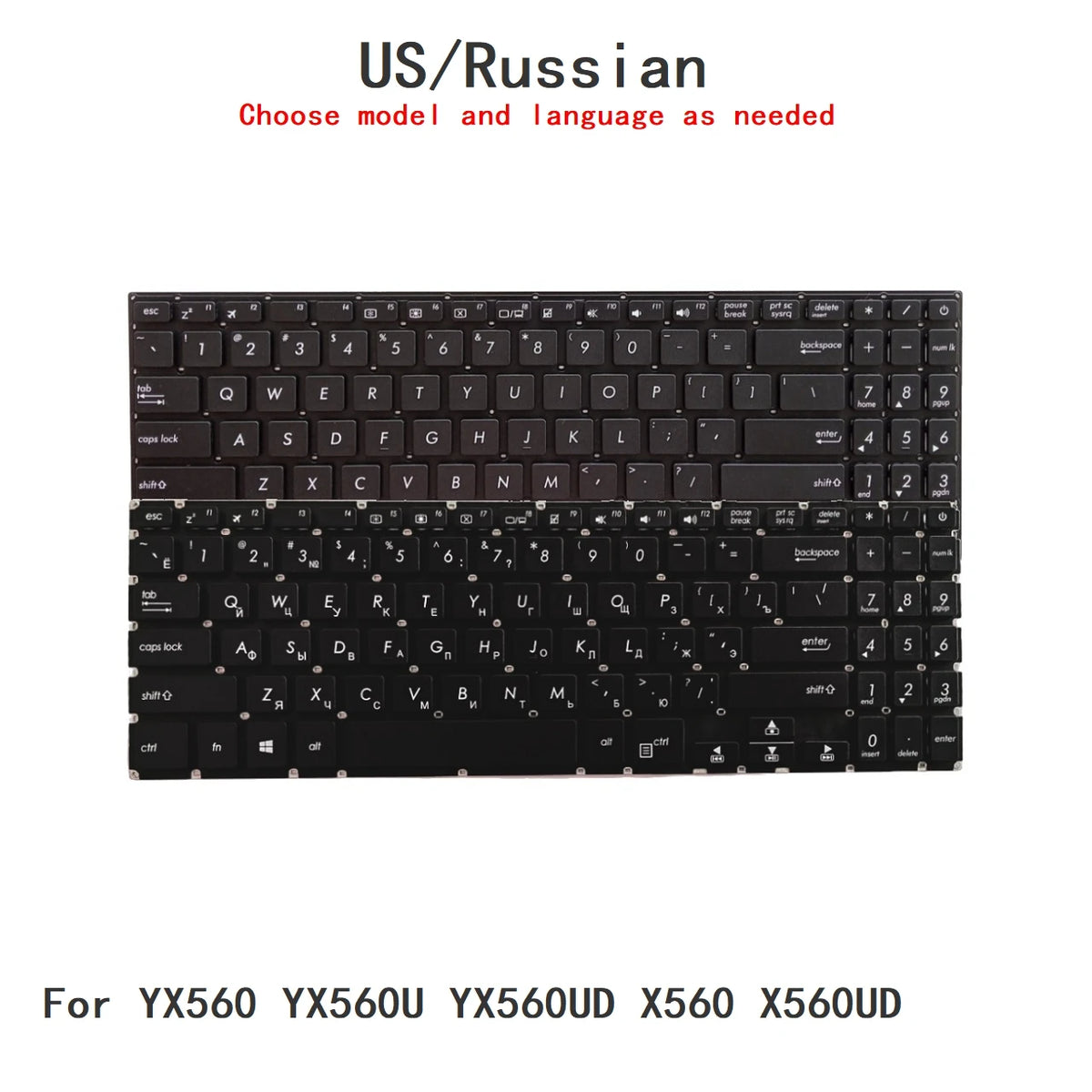 New US Russian Language  Keyboard For ASUS YX560 YX560U YX560UD X560 X560UD Notebook PC Replacement Keyboard ASUS laptop repair parts