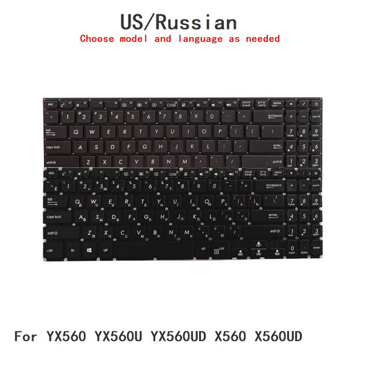 New US Russian Language  Keyboard For ASUS YX560 YX560U YX560UD X560 X560UD Notebook PC Replacement Keyboard ASUS laptop repair parts