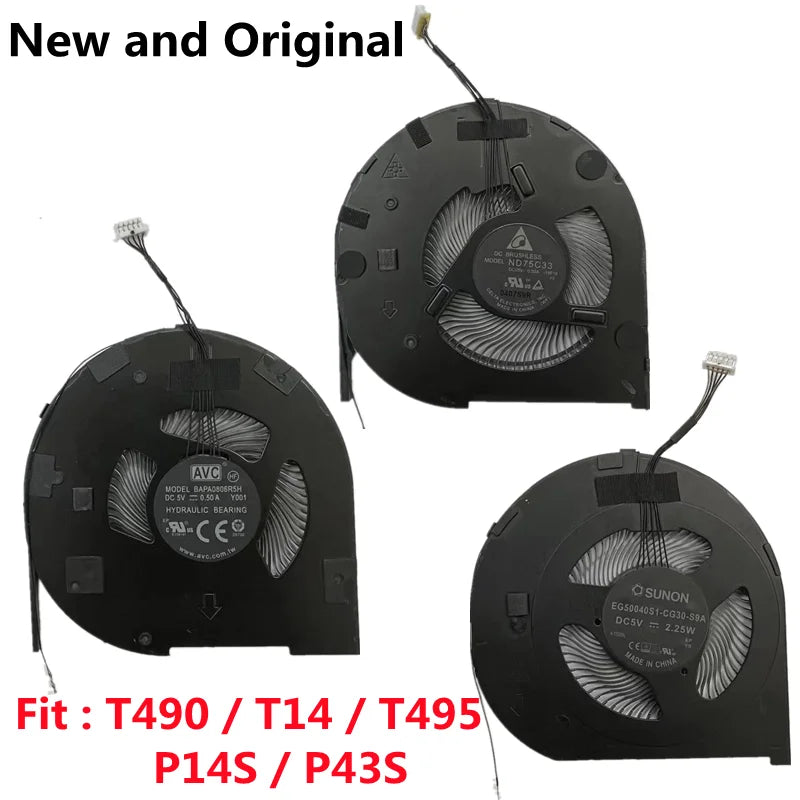 Original CPU Cooling Fan Cooler For Lenovo Thinkpad T490 T14 T495 P14S P43S Laptop ND75C33-18F16 BATA0806R5HY001 Lenovo laptop repair parts