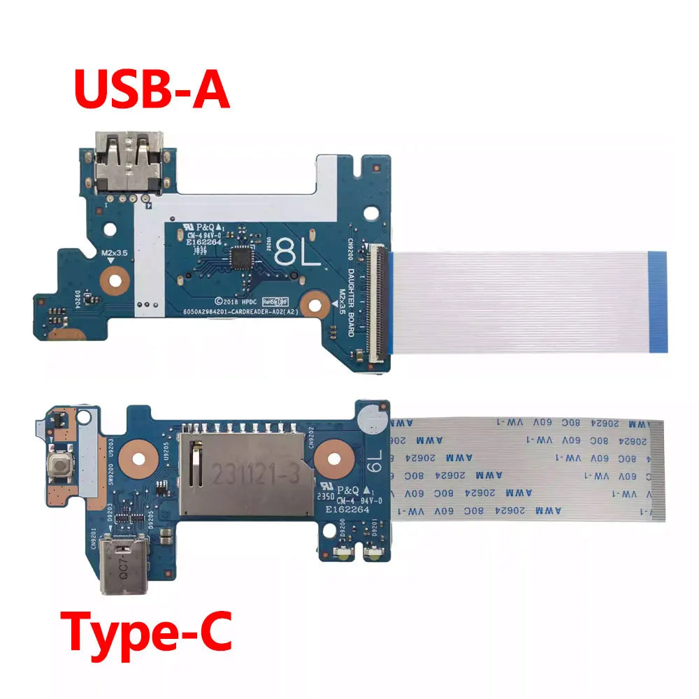 OEM For HP 14S-CR 14Q-CS 14Q-CY TPN-I131 TPN-I132 240 245 246 G7 Laptop USB Type-C Jack Switch Power Button Board Cable HP laptop repair parts