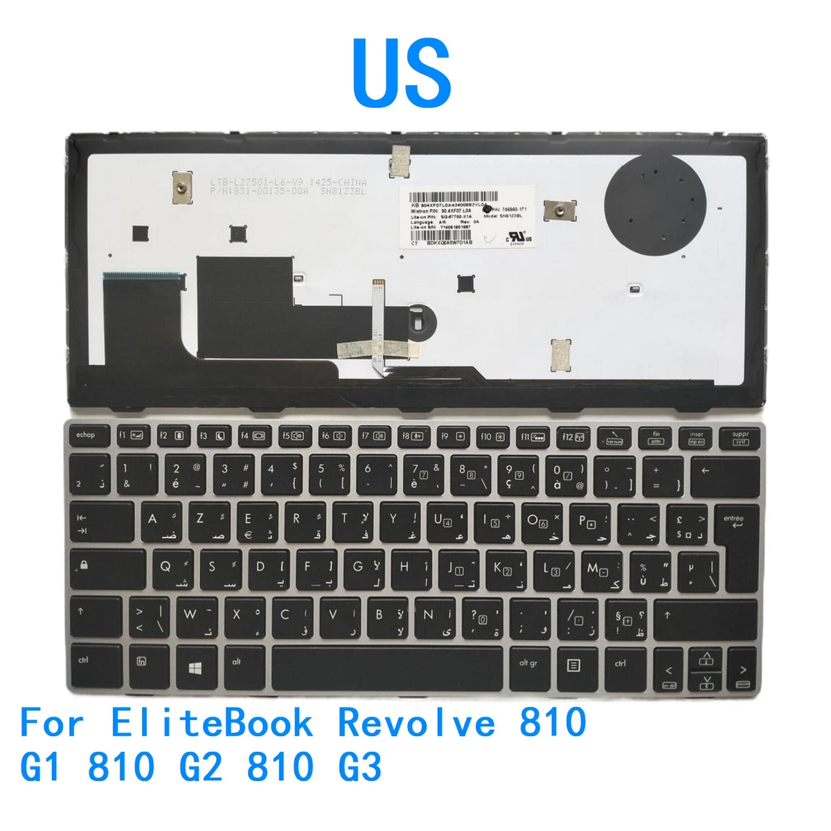 New US Language  Backlit Keyboard For HP EliteBook Revolve 810 G1 810 G2 810 G3 Notebook PC Replacement Keyboard  HP laptop repair parts