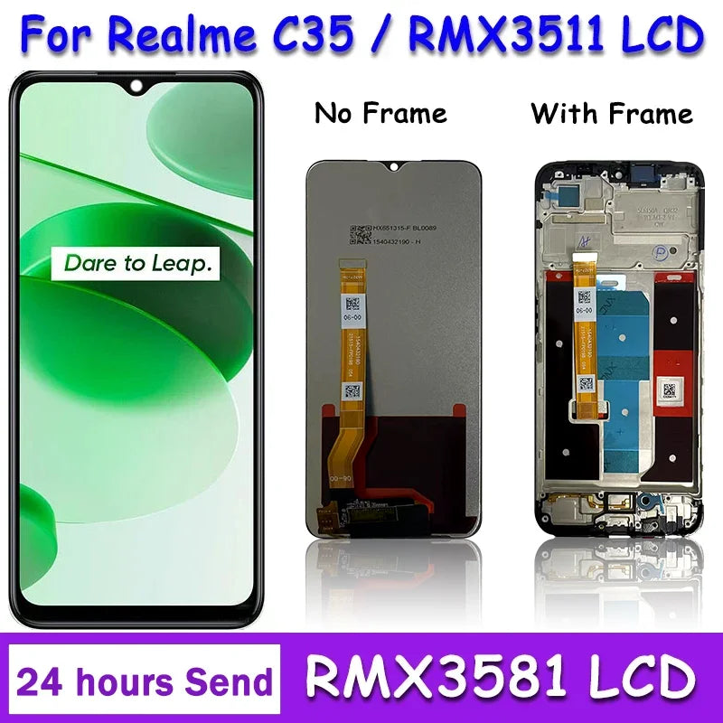 6.6" High Quality For OPPO Realme C35 RMX3511 LCD Display Touch Screen Digitizer Assembly Replacement For RealmeC35 LCD  Oppo phone repair parts