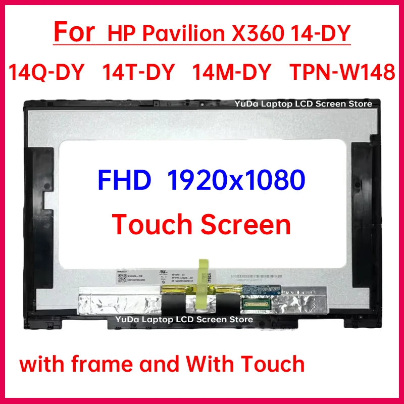 14" Touch Screen For HP Pavilion x360 14-DY 14Q-DY 14T-DY 14M-DY TPN-W148 TPN-W146 LCD Display Digitizer Assembly Replacement HP laptop repair parts