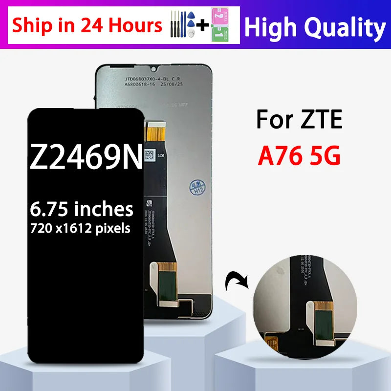 A76 Display Screen Replacement Parts For ZTE Blade A76 5G LCD Z2469N Display Screen +Touch Panel Digitizer Assembly ZTE phone repair parts