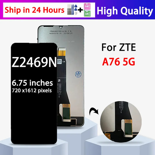 A76 Display Screen Replacement Parts For ZTE Blade A76 5G LCD Z2469N Display Screen +Touch Panel Digitizer Assembly ZTE phone repair parts