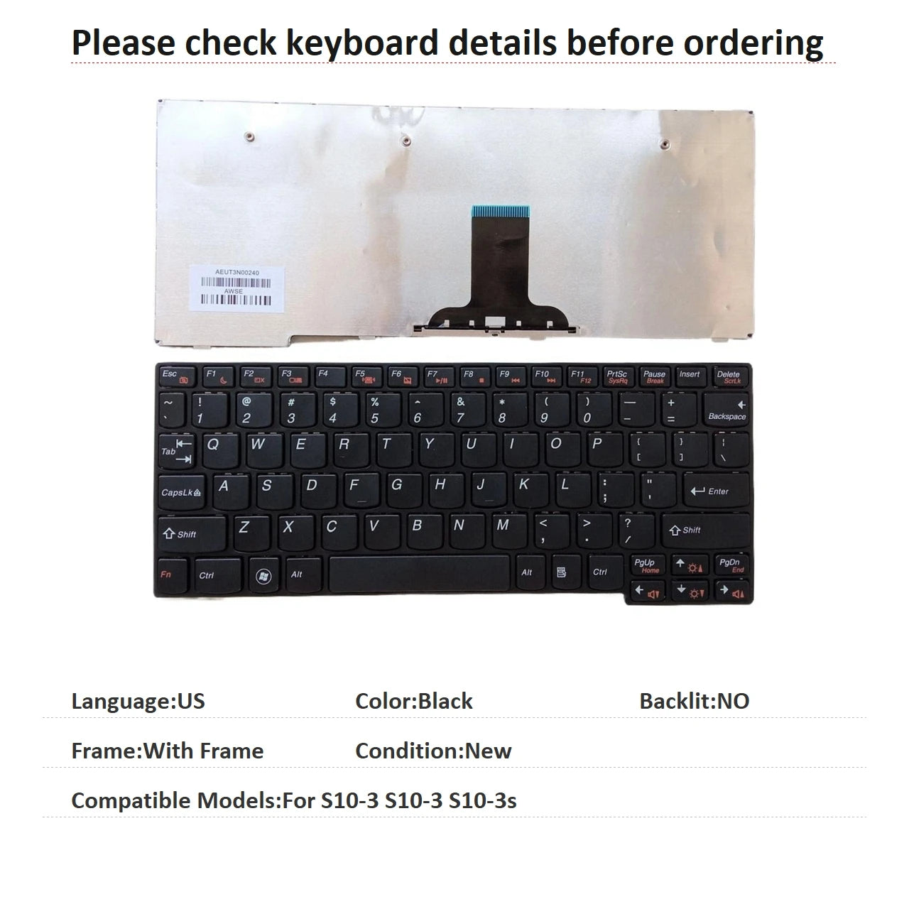 New US Language  Keyboard For Lenovo S10-3 S10-3 S10-3s Notebook PC Replacement Keyboard Lenovo laptop repair parts