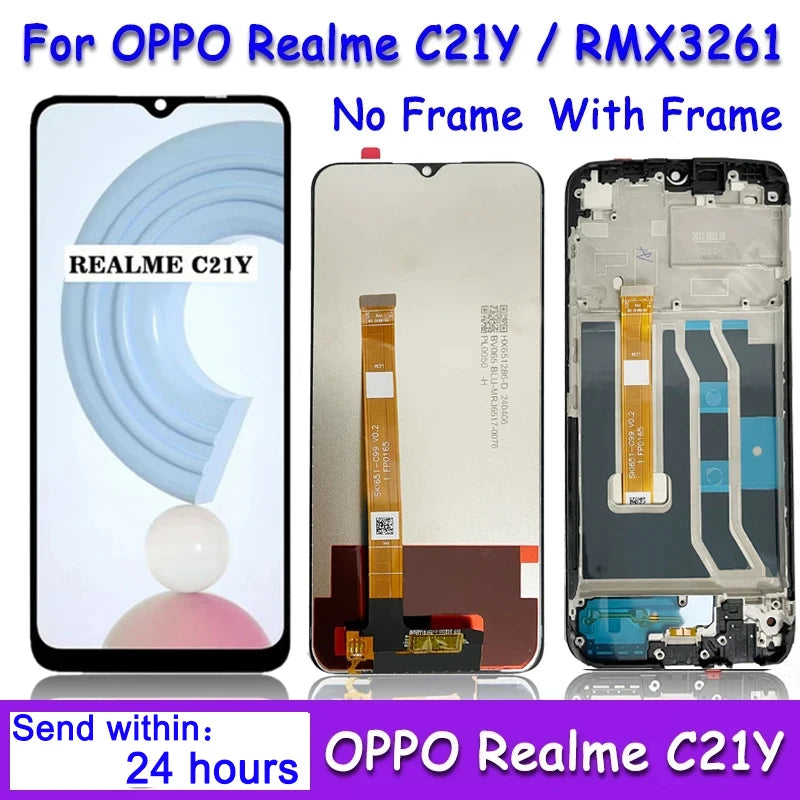6.5" Screen For Oppo Realme C21Y RMX3261 LCD Display Touch Screen with Frame For Oppo C21Y RMX3263 LCD Replacement Oppo phone repair parts Realme phone repair parts