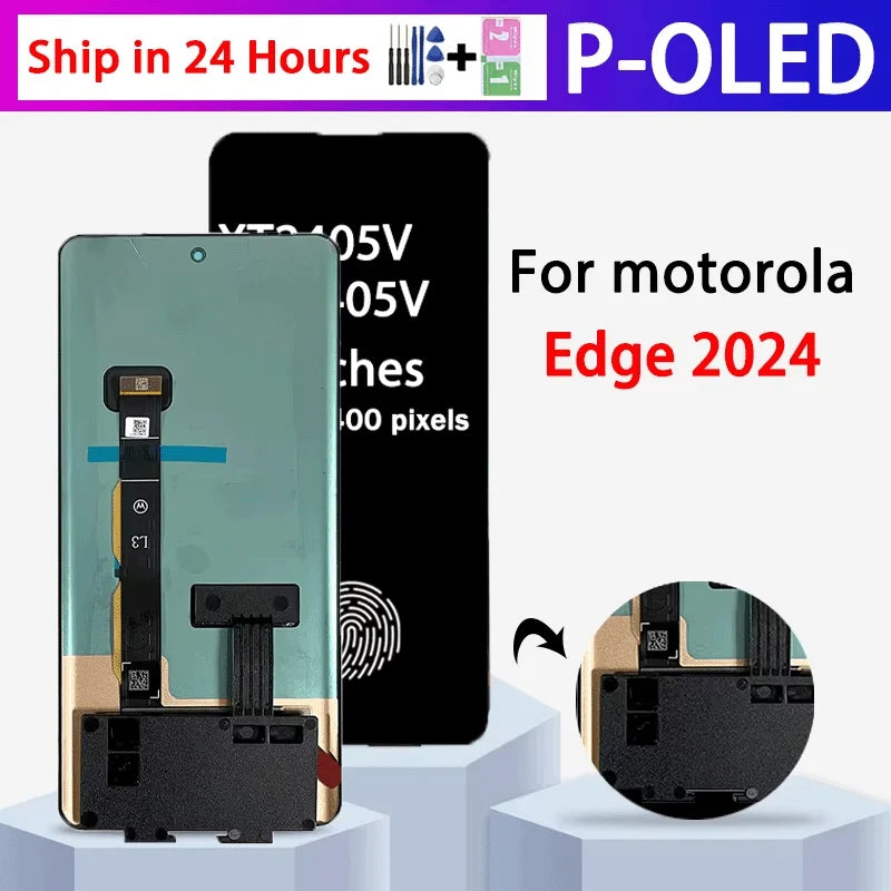 Edge 2024 Display With Fingerprint For Motorola Edge (2024) LCD XT2405V Display Touch Screen Digitizer Assembly Replacement Motorola phone repair parts