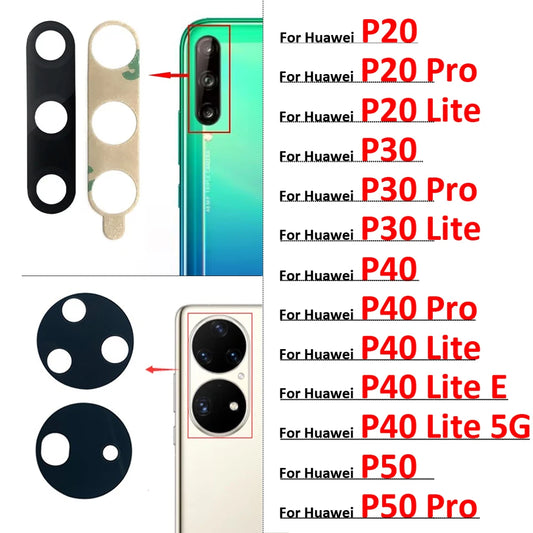 For Huawei P20 P30 P40 P50 Pro Lite E 5G Back Rear Glass Camera Lens With Adhesive Replacement Huawei phone repair parts