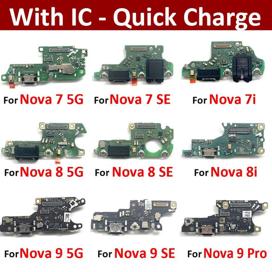 New For Huawei Nova 5 5T 7 7i 8 8i 9 10 Pro SE 5G USB Charger Dock Connector Charging Port Microphone Flex Cable Huawei phone repair parts