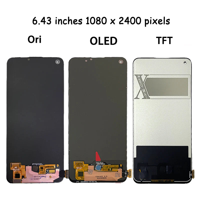 6.43" New AMOLED For OPPO A74 4G CPH2219 LCD Touch Screen Digitizer Assemby Replacement For OPPO A74 4G Display With Frame  Oppo phone repair parts
