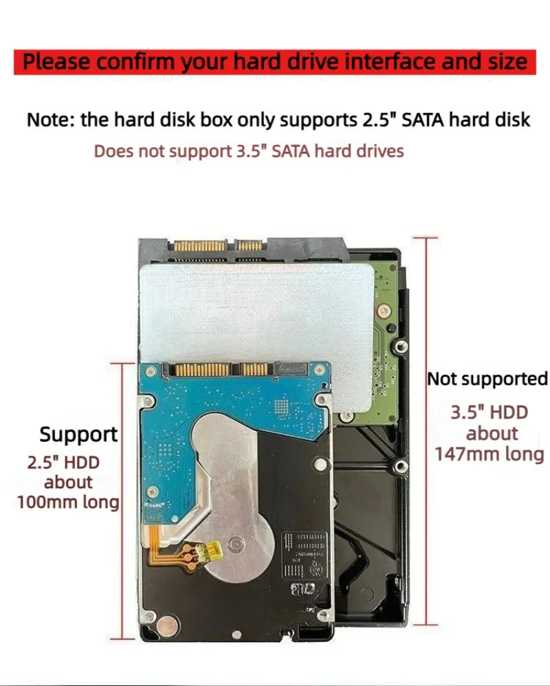 USB3.0 3.1 HDD Enclosure 2.5inch SATA SSD Hard Drive Case with 6Gbps Transfer Speed Mobile External Housing Harddisk Box typec Laptop Accessories