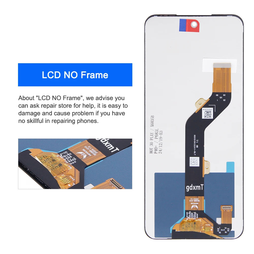 For Infinix Hot 30 Play NFC LCD X6835 X6835B Display Touch Hot 30 Play Digitizer Assembly LCD Display Screen 100% Tested Infinix phone repair parts