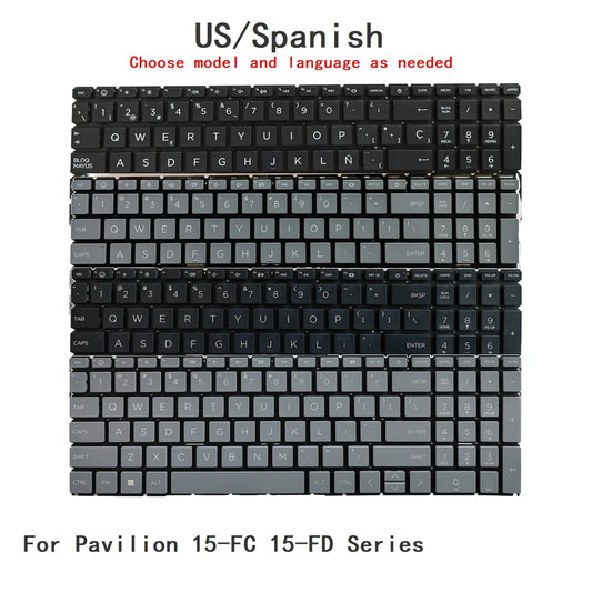 New US Spanish Language  Backlit Keyboard For HP Pavilion 15-FC 15-FD Series Notebook PC Replacement Keyboard  HP laptop repair parts