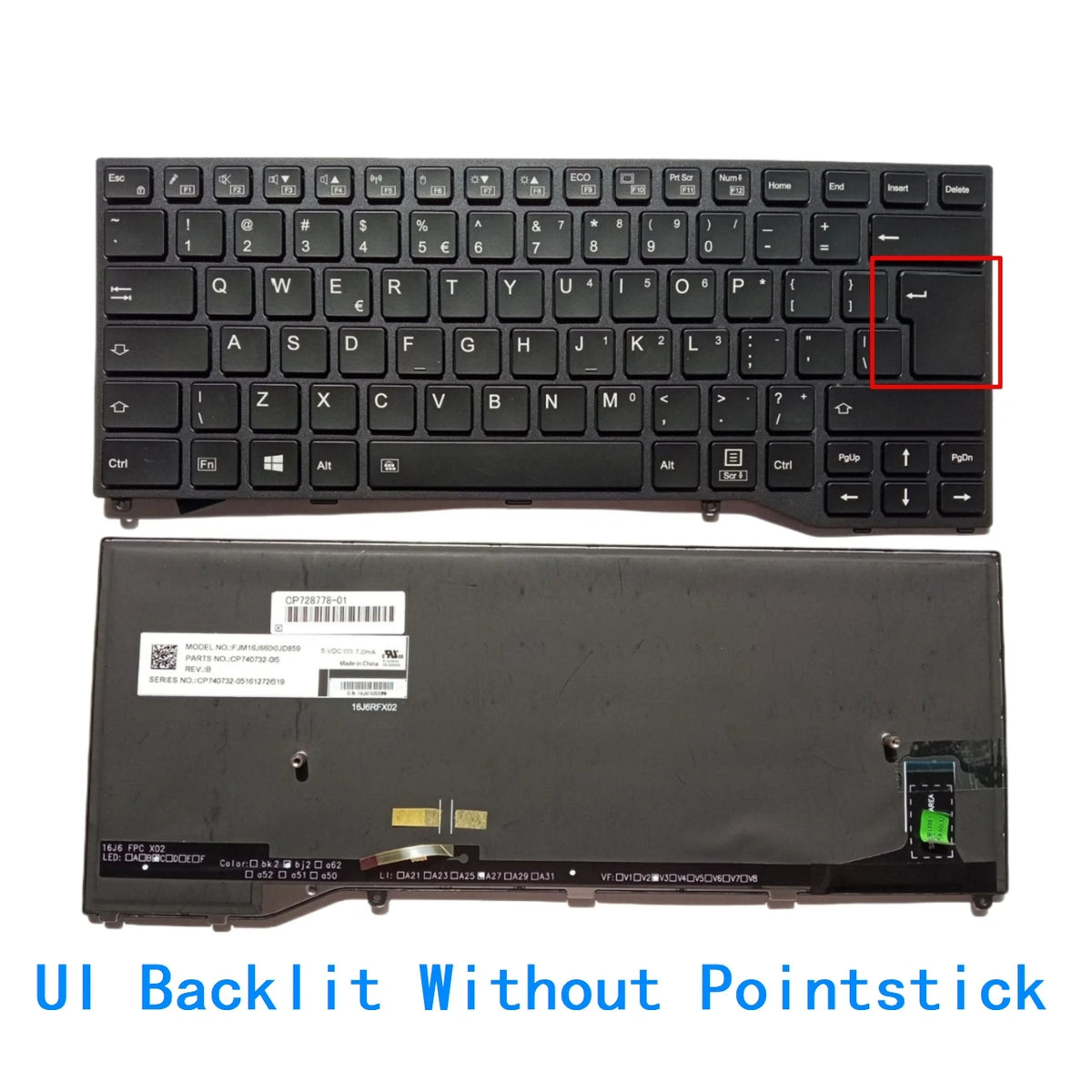 New US UI Portuguese Language  Backlit Keyboard For Fujitsu Lifebook U747 U748 U749 E448 E449 E548 E749 Replacement Keyboard