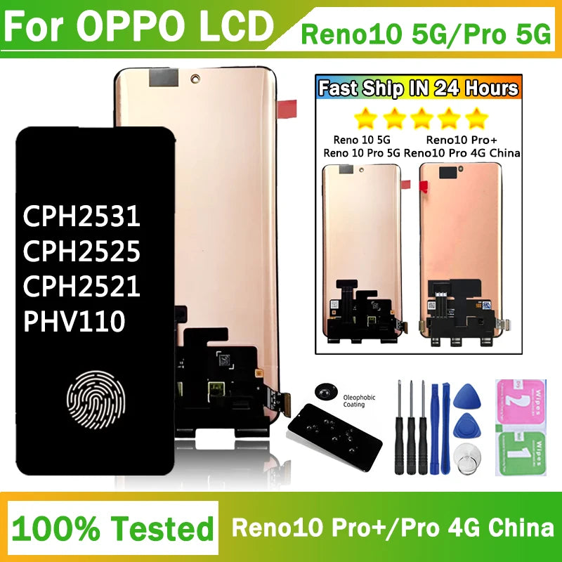 Reno 10 CPH2531 Display Screen For Oppo Reno 10 Pro CPH2525 LCD Display Touch Screen Digitizer For Reno10 Pro+ Plus CPH2521 Oppo phone repair parts Realme phone repair parts