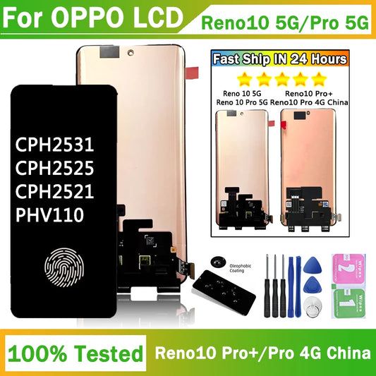 Reno 10 CPH2531 Display Screen For Oppo Reno 10 Pro CPH2525 LCD Display Touch Screen Digitizer For Reno10 Pro+ Plus CPH2521 Oppo phone repair parts Realme phone repair parts
