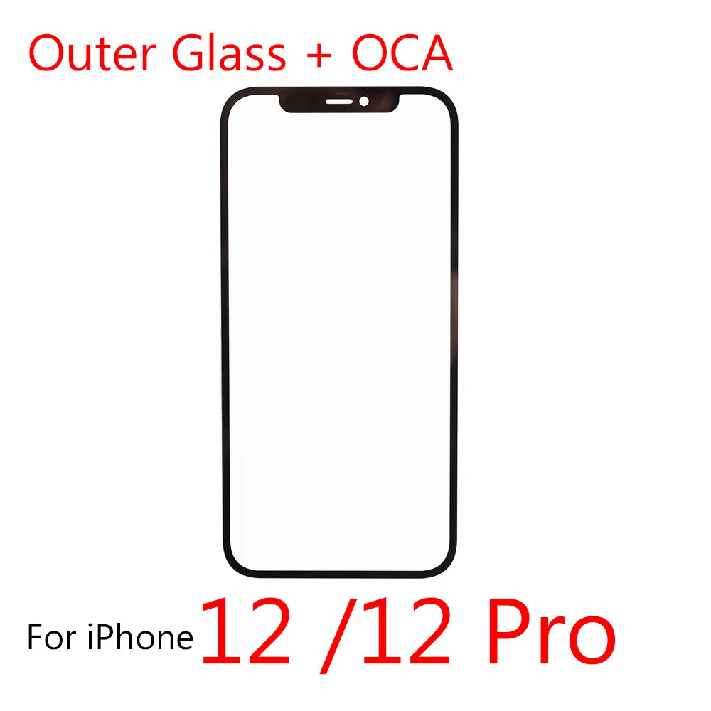 1pcs For iPhone 16 16Pro 15 15pro 14pro 13pro 13 12 Pro max OLED/LCD Front Outer Touch Screen OCA Glass Repalcement iPhone phone repair parts