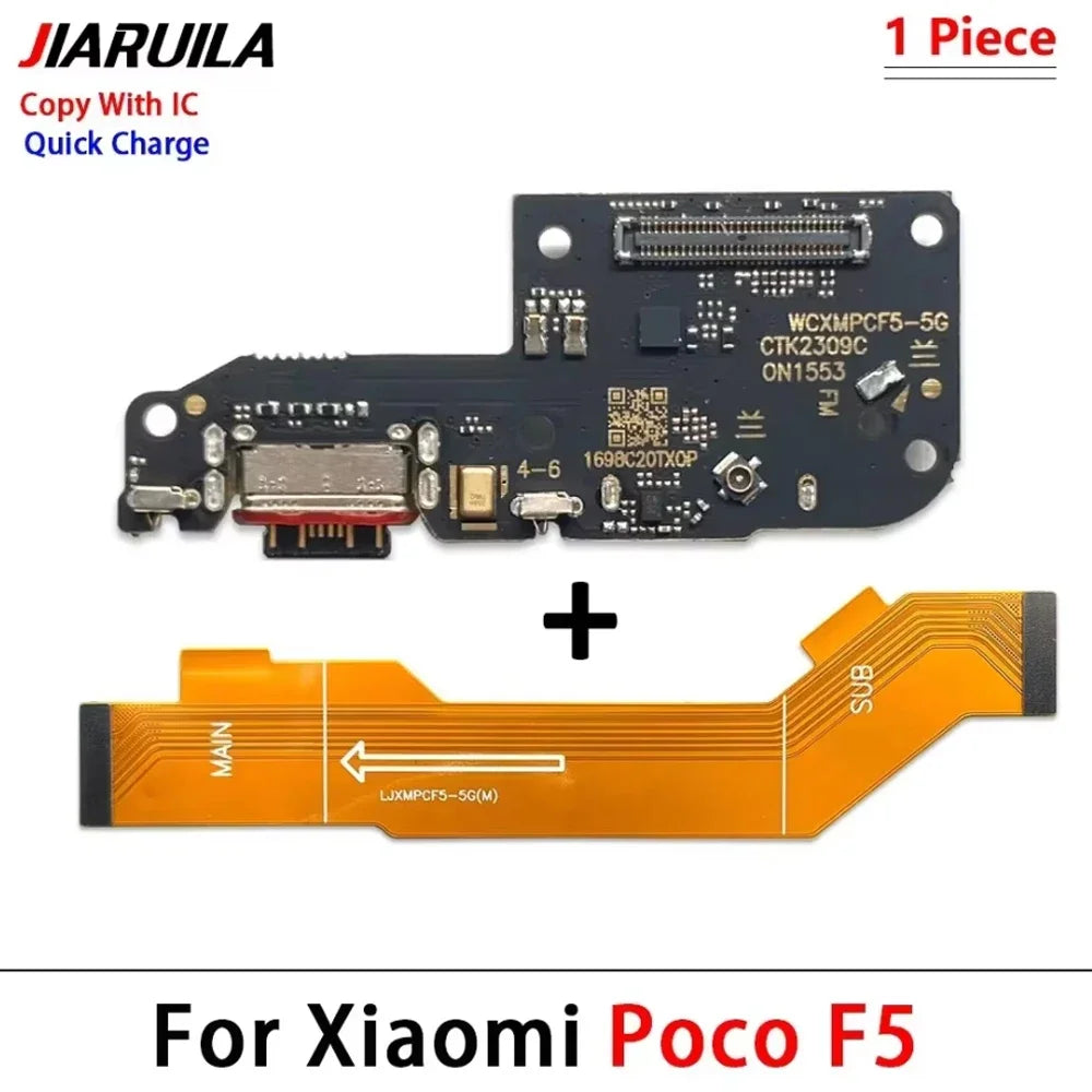 Dock Connector Micro USB Charger Charging Port Microphone Main Board Flex Cable For XIaomi Poco X5 X6 X7 F5 F6 F7 Pro 4G 5G  Xiaomi  Xiao mi phone repair parts
