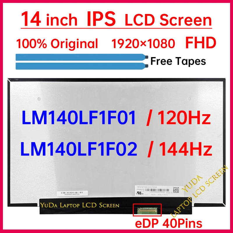 14 Inch 144Hz Laptop LCD Screen LM140LF1F02 LM140LF1F01 For ASUS ROG Zephyrus G14 GA401l GA401Q Display Matrix Panel Replacement ASUS laptop repair parts