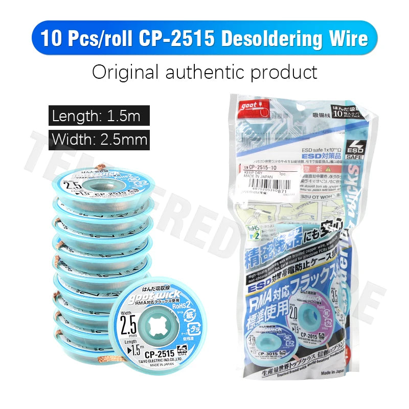 GOOT High Quality Desoldering Wick With Braided Copper Wire CP2015 1515 3015 3515 2515 BGA Solder Paste Remover repair tools Kit Professional Repair Tools