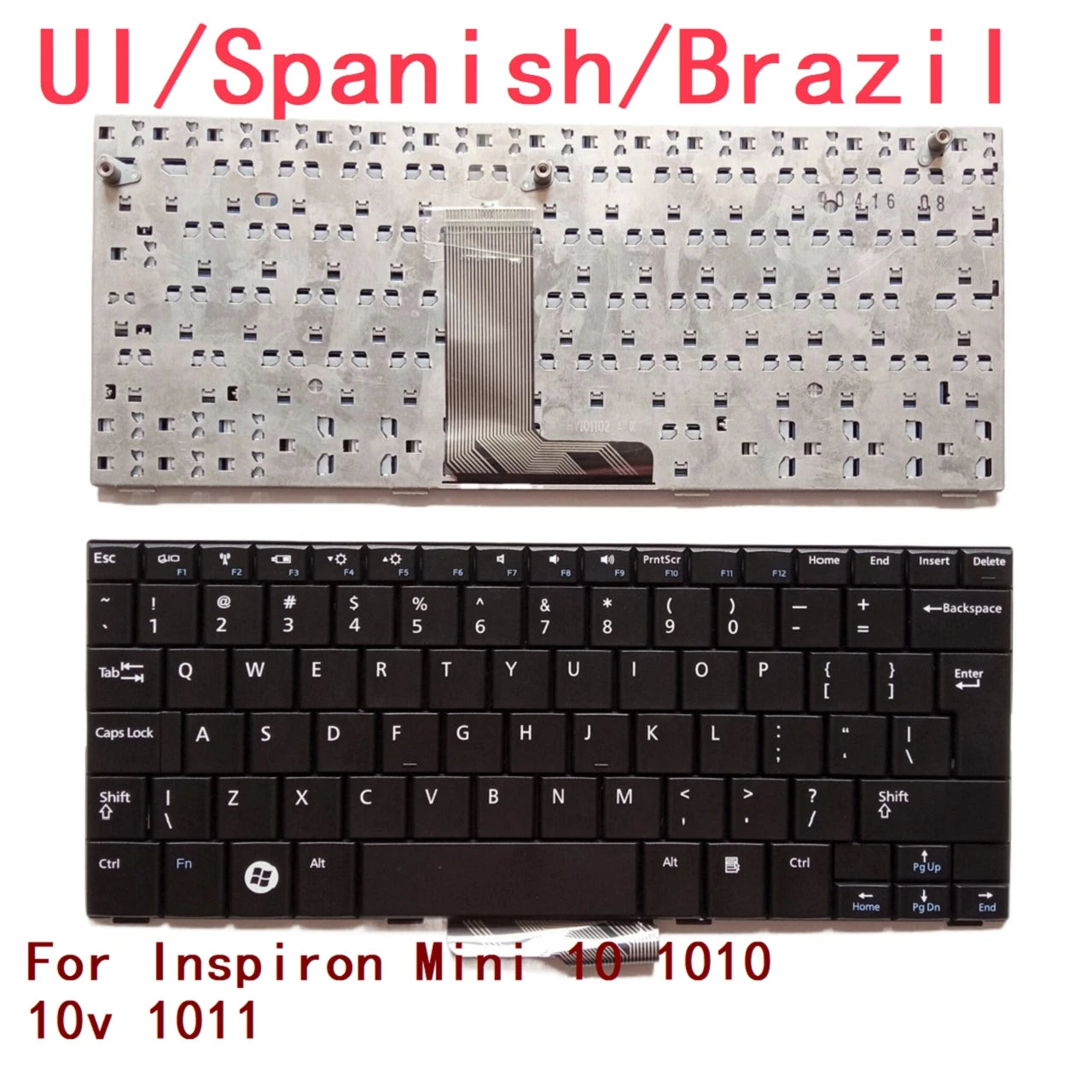 New UI Spanish Brazil Laptop Keyboard For Dell Inspiron Mini 10 1010 10v 1011 Notebook PC ReplacementDell laptop repair parts