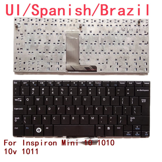 New UI Spanish Brazil Laptop Keyboard For Dell Inspiron Mini 10 1010 10v 1011 Notebook PC ReplacementDell laptop repair parts