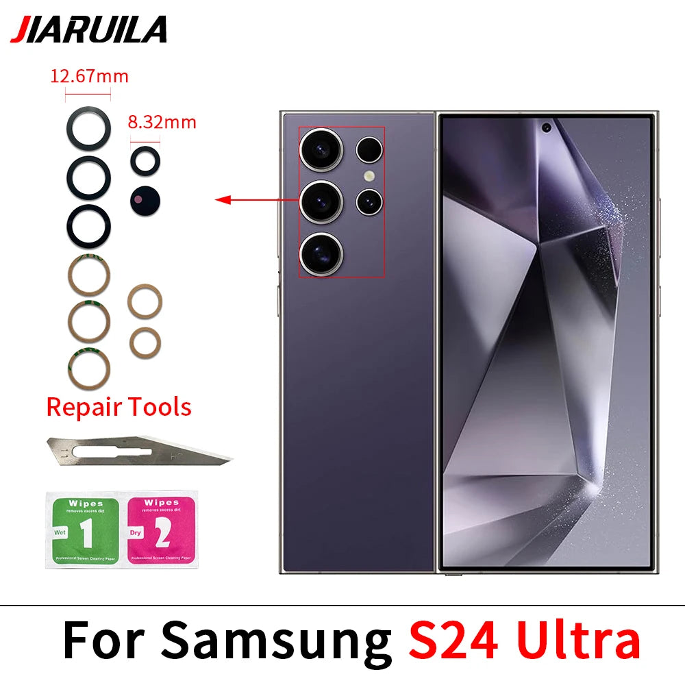 New Camera Glass Rear Back Camera glass Lens For Samsung S24 S25 S26 Plus Ultra Fe With Glue Adhesive Samsung phone repair parts