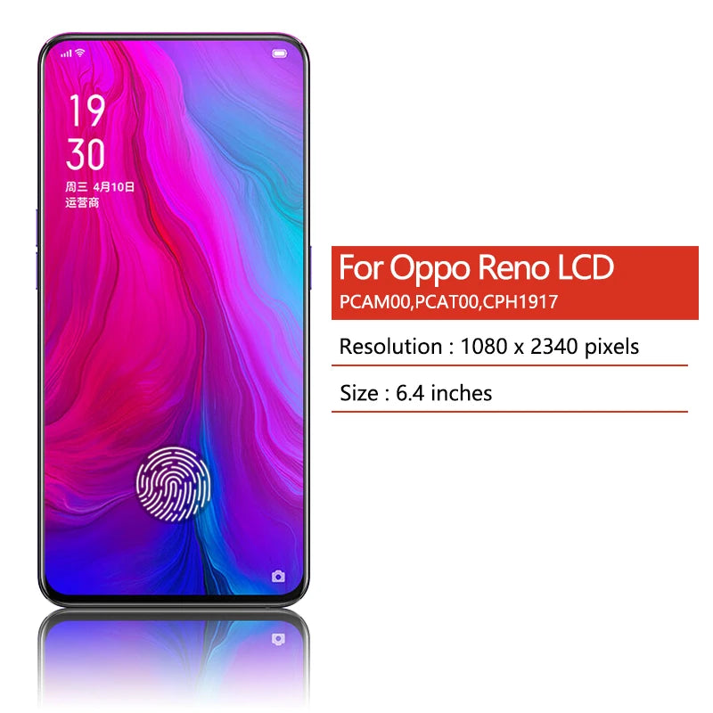6.4" TFT/OLED For Oppo Reno LCD Display Screen Touch Panel Digitizer Assembly PCAT00 PCAM00 CPH1917 Screen Replacement Oppo phone repair parts Realme phone repair parts