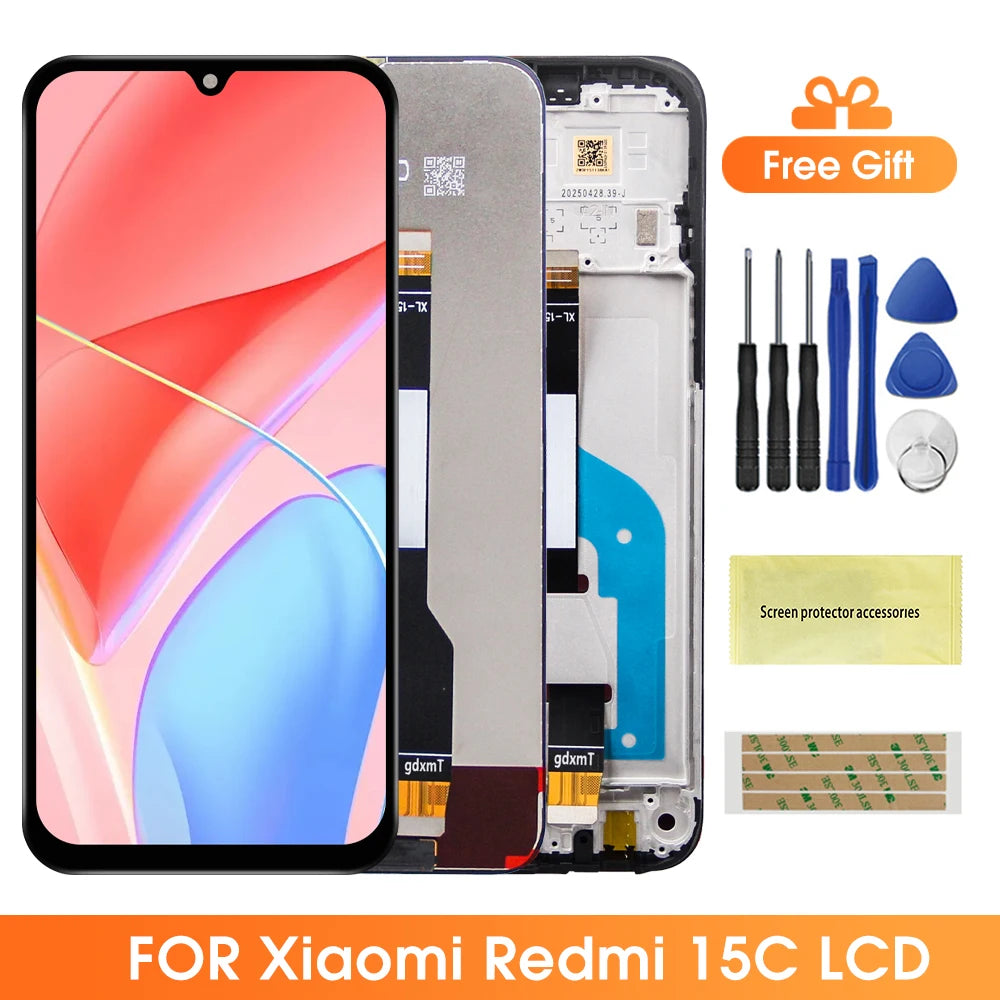 6.9"15C Screen For Redmi 15C 4G LCD Display Touch Screen For Redmi 15C 5G 2508CRN2BC Digitizer Assembly Repair Parts  With Frame Redmi phone repair parts