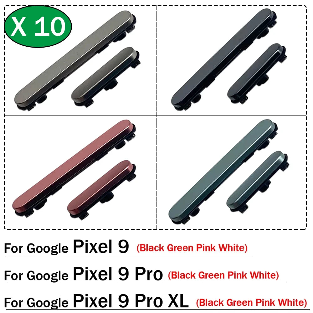 10Pcs. New For Google Pixel 9 / Pixel 9 Pro / Pixel 9 Pro XL Power Volume Side Button Key Replacement Parts Google Pixel phone repair parts
