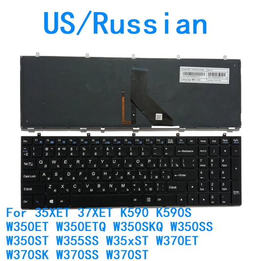 US RU Backlit Keyboard For CLEVO 35XET 37XET K590 K590S W350ET W350ETQ W350SKQ W350SS W350ST W355SS W35xST W370ET W370SK W370SS