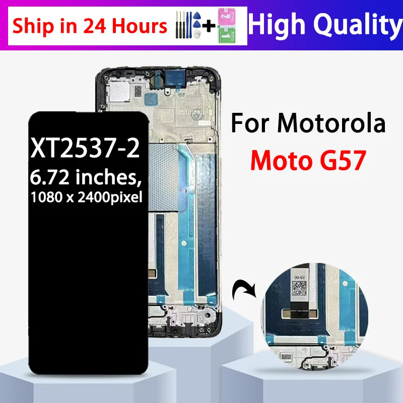 6.72'' High Quality For Motorola Moto G57 LCD XT2537-2 Display Touch Panel Digitizer Assembly For Moto G57 LCD Replacement Motorola phone repair parts