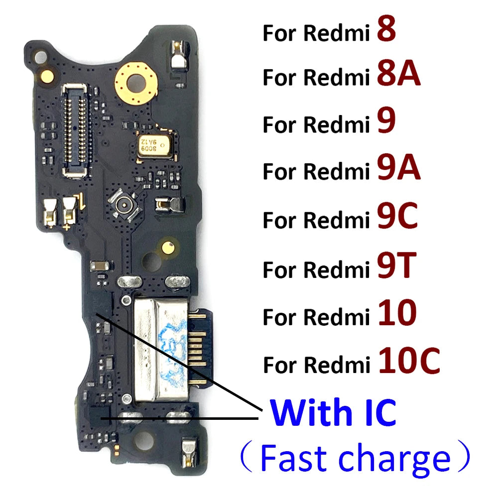 USB Charging Port Micro Dock Connector Board Flex Cable For Xiaomi Redmi 9 9C 9A 9T 8 8A 10 10A 10C Prime 12 12C 13 13C 4G 5G  Xiaomi  Xiao mi phone repair parts