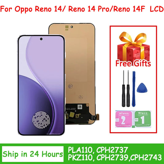 AMOLED For Oppo Reno14 PLA110 LCD Reno 14 Pro PKZ110 Display+Touch For Oppo Reno14 F 14F CPH2743 LCD Parts  Oppo phone repair parts