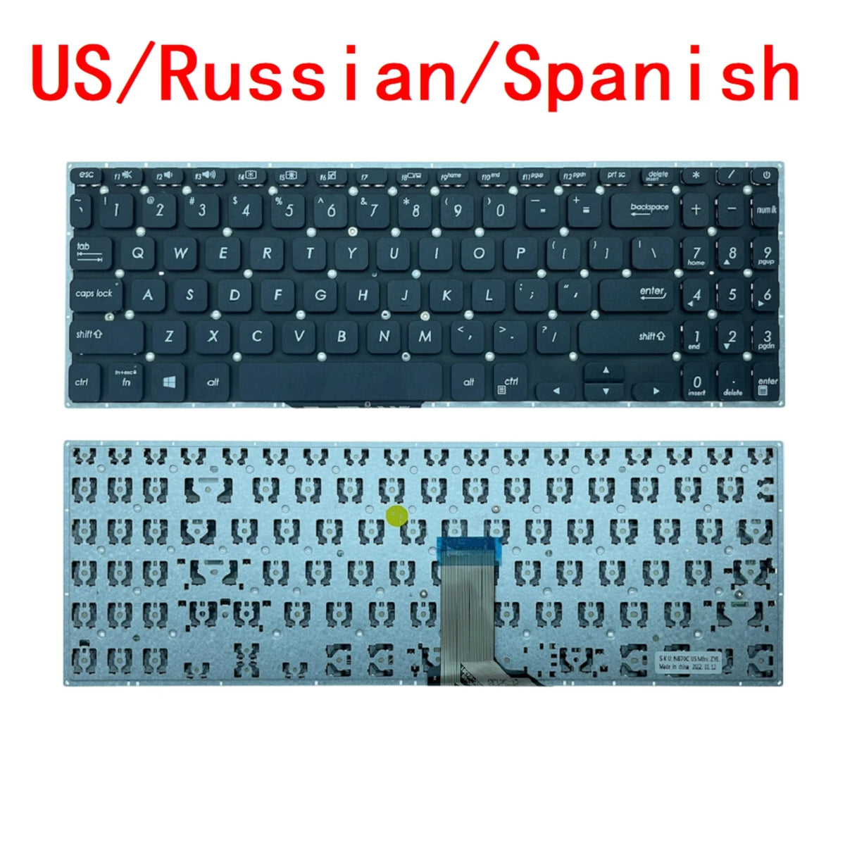 New US Russian Spanish Laptop Backlit Keyboard For ASUS vivobook S530 S15 S530U S530F S530UF S530FA S530FN X530M X530 S5300 ASUS laptop repair parts