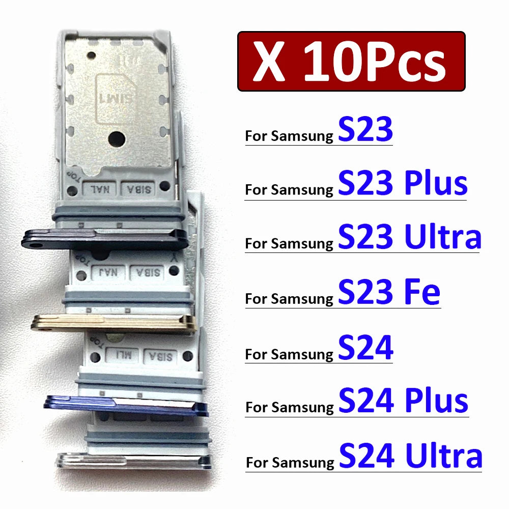 10Pcs, Micro Nano Dual SIM Card Holder Tray Slot Holder Adapter Socket For Samsung S23 S24 Plus Ultra 5G Samsung phone repair parts