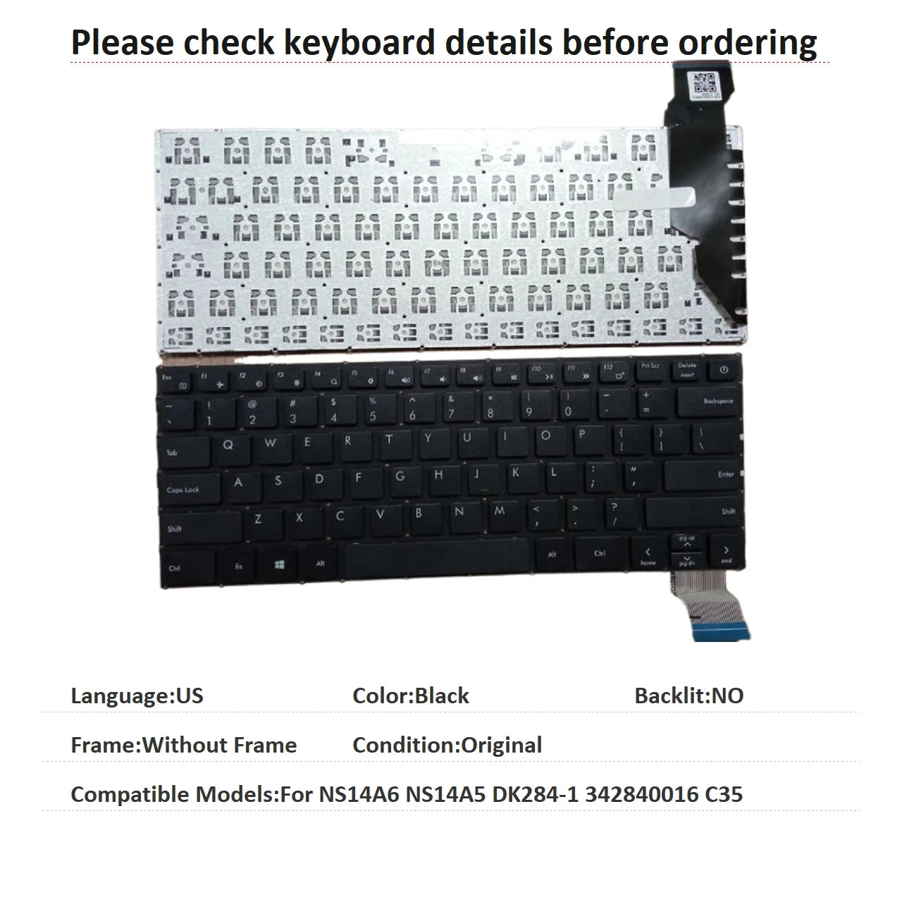 New US Language  Keyboard For Advent NS14A6 NS14A5 DK284-1 342840016 C35 Notebook PC Replacement Keyboard