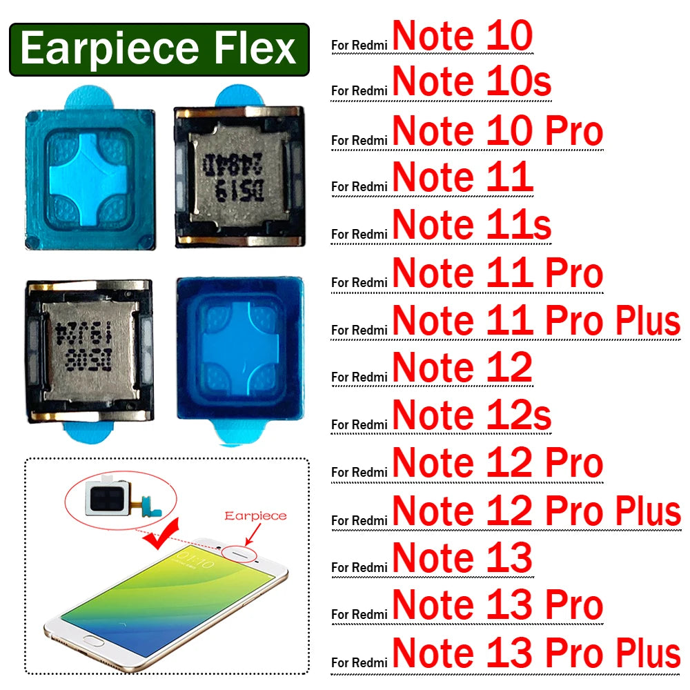 Front Top Earpiece Earphone Ear Speaker Sound Receiver For Xiaomi Redmi Note 10 10s 11 11s 12 12s 13 Pro Plus 4G 5G  Xiaomi  Xiao mi phone repair parts