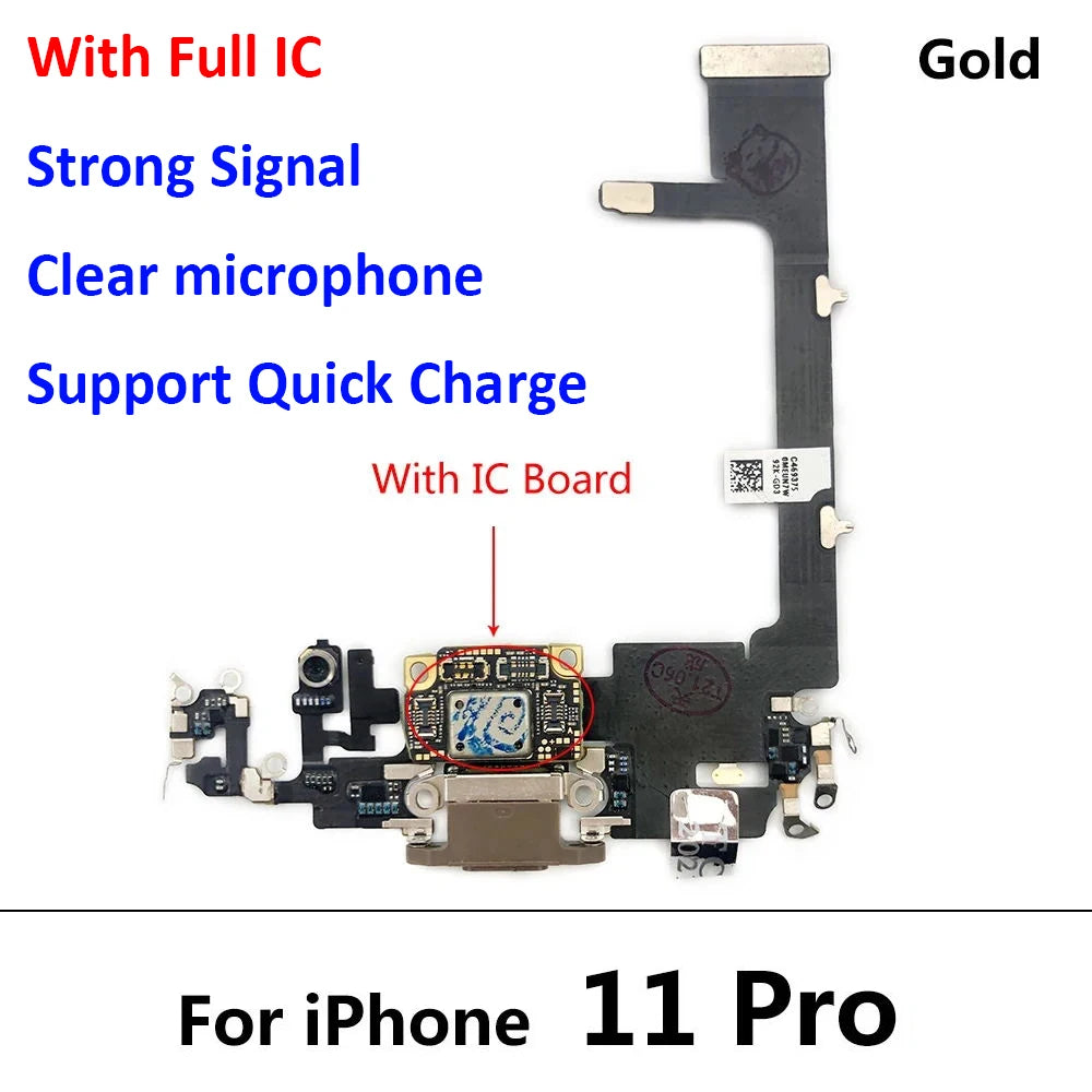 New USB Charging Port Charger Board Flex Cable For Iphone 11 Pro 11Pro Max Dock Connector With Microphone iPhone phone repair parts