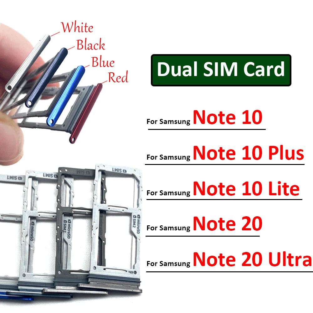 New Sim Card Tray Reader Socket Slot Holder For Samsung Note 10 Plus Lite / Note 20 Ultra Dual SIM Replacement Part Samsung phone repair parts