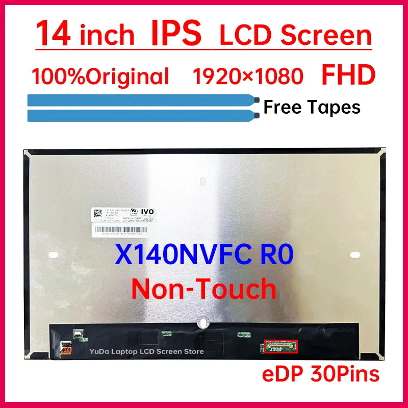 14 Inch Laptop LCD Screen X140NVFC R0 For HP EliteBook 840 G8 Display Matrix Panel 1920x1080 eDP 30 Pins No-Touch P/N:L92716-ND1 HP laptop repair parts
