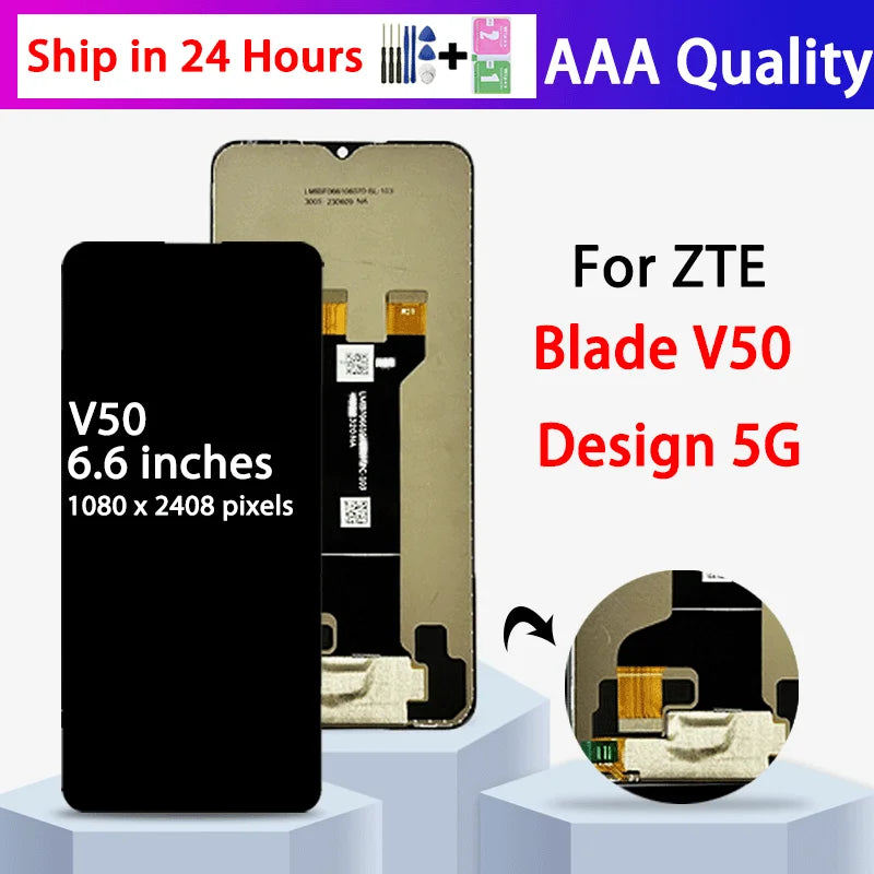 6.6'' IPS LCD For ZTE Blade V50 Design 5G 8150 LCD Screen Touch Panel Digitizer Assembly For ZTE V50 Design Display Frame ZTE phone repair parts